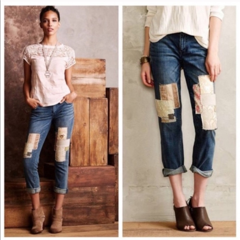 Anthropologie Pilcro Hyphen Patch Jeans